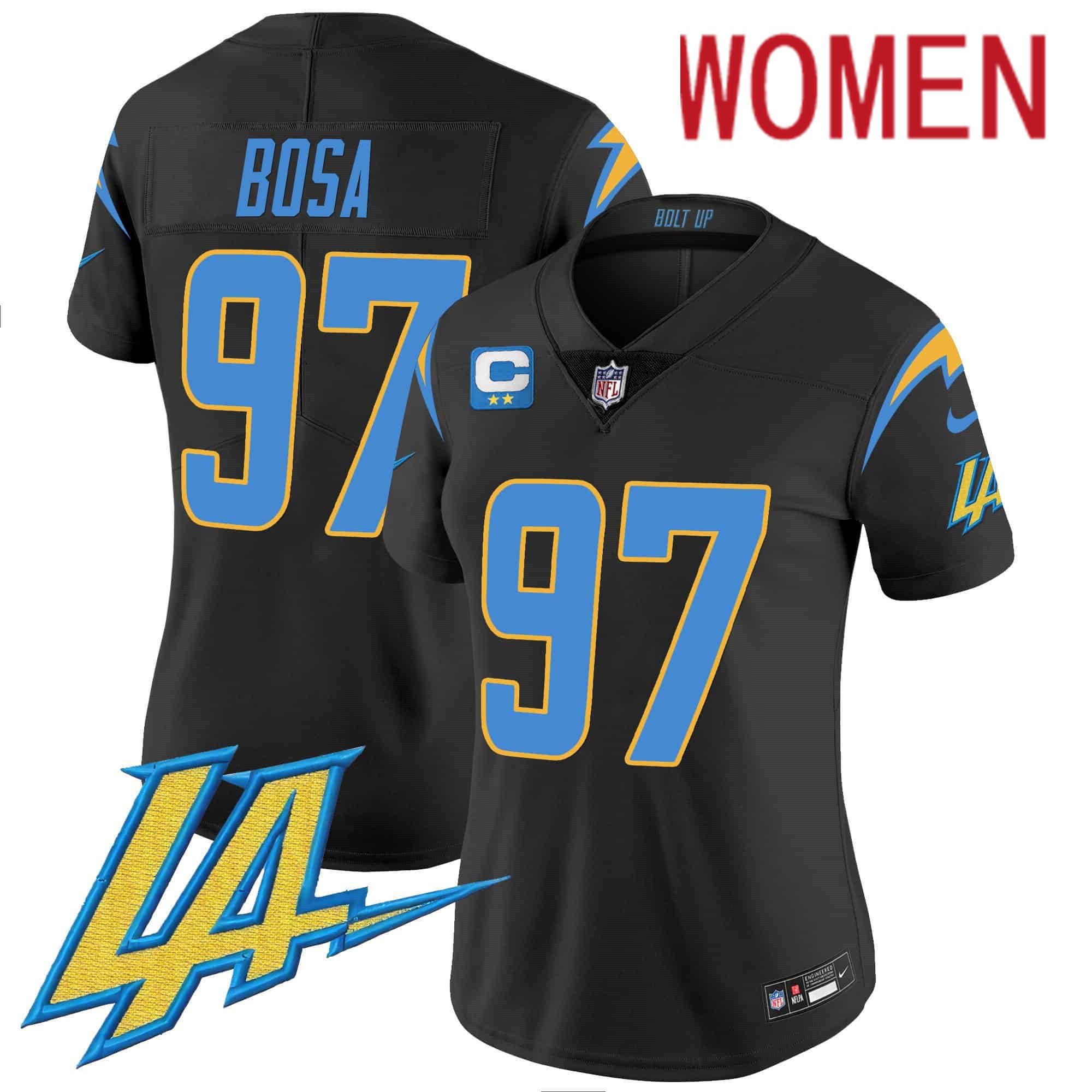 Women Los Angeles Chargers 97 Bosa Black 2024 Nike Vapor Limited NFL Jersey style 1